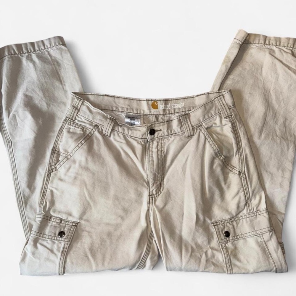 Carhartt Men's Light Tan Relaxed Straight Cargo Pants. Size 32X32 - Picture 2 of 3